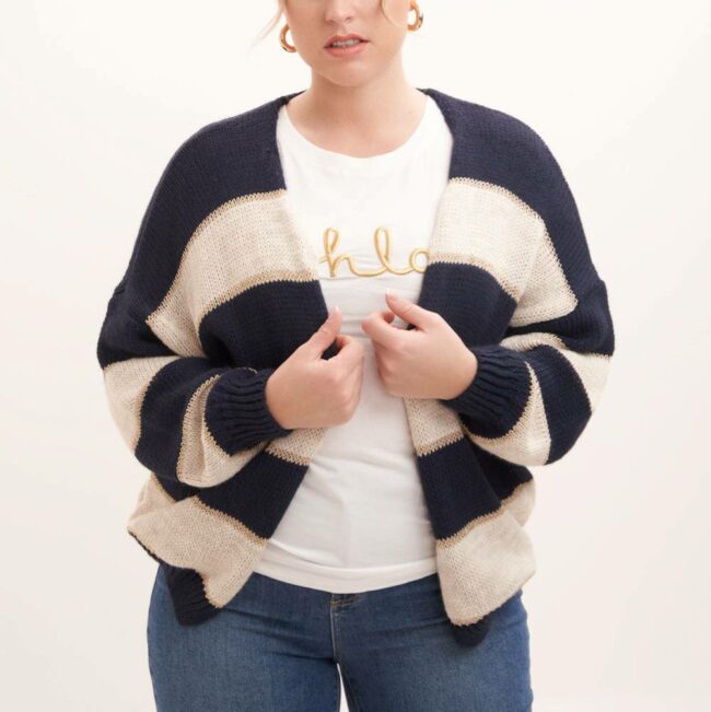 Cardigan Mouna Bleu  et Crème