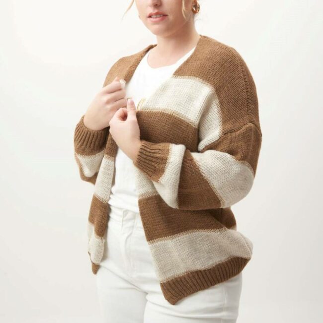 Cardigan Mouna Marron et Crème